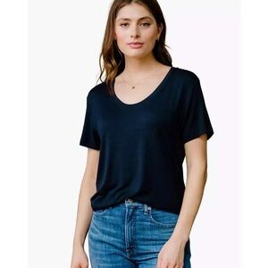 Able Black Scoop Neck Short Sleeve Tee